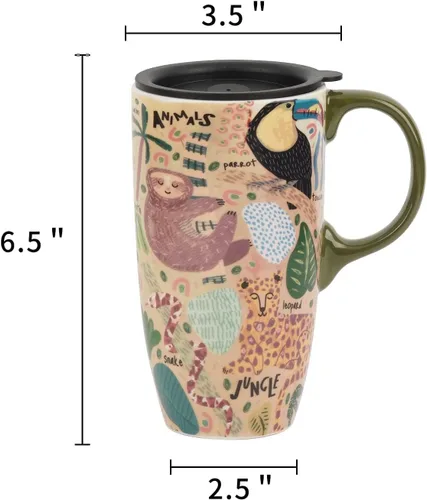 Miniatura 5 de Topadorn Taza de cerámica alta de 17 onzas – Taza de café con diseño de perezoso, apta para microondas y lavavajillas, taza de café única para café