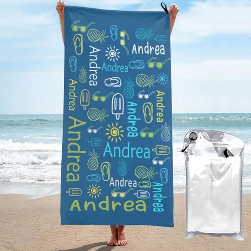 Miniatura 10 de Toallas de playa personalizadas para adultos, toallas de playa personalizadas con nombres para viajes, toallas de playa de microfibra, regalos