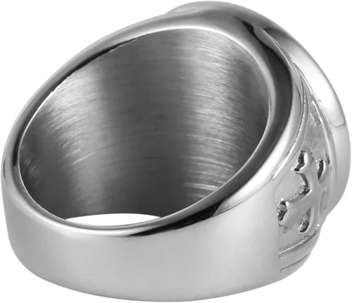 Miniatura 3 de HZMAN - Anillo de San Miguel, El Gran Arcángel protector derrotando a Satanás, estatuilla de acero inoxidable