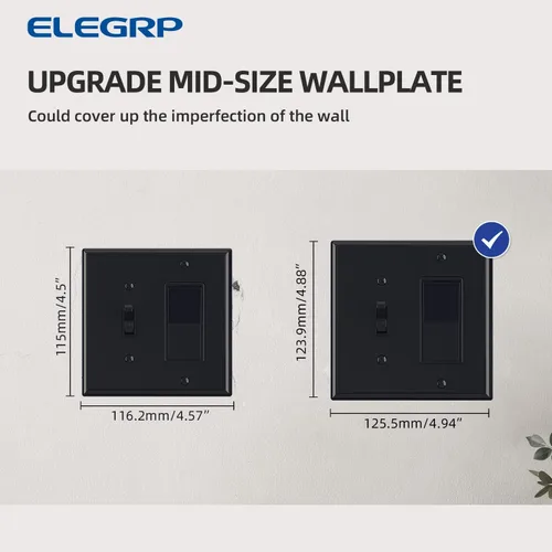 Miniatura 6 de ELEGRP - Placa de pared combinada de 2 ventanas, interruptor de luz de palanca de 1 banda, 1 dispositivo decorador/GFCI, placas de pared combinadas