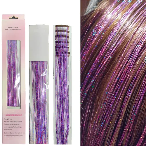 Miniatura 13 de Kit de oropel para el cabello, 18 colores de 48 pulgadas, extensiones de cabello de oropel de hadas resistentes al calor con herramientas, CC