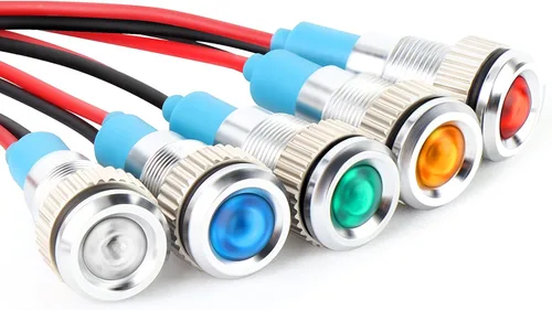 GASHER Luz indicadora de ahorro de energía de 110V/24V/12V 20mA Tamaño del orificio de montaje 0.472 in (1/2 pulgada) Verde, Amarillo, Rojo, Azul,