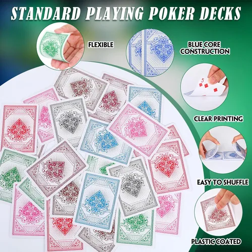 Miniatura 3 de Zubebe Juego de 12 cartas de juego con 12 colores de baraja de cartas a granel índice jumbo en tamaño de póquer barajas de póquer estándar