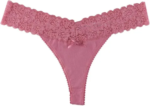 Miniatura 4 de UWOCEKA - Tangas de algodón para mujer variedad de tangas de encaje 10 unidades de bragas Tanga