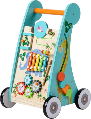 Miniatura 10 de Teamson Kids Juego de mesa de tren con 85 piezas, mesa de actividades de laboratorio de juego preescolar con trenes de madera, coches, ferrocarril