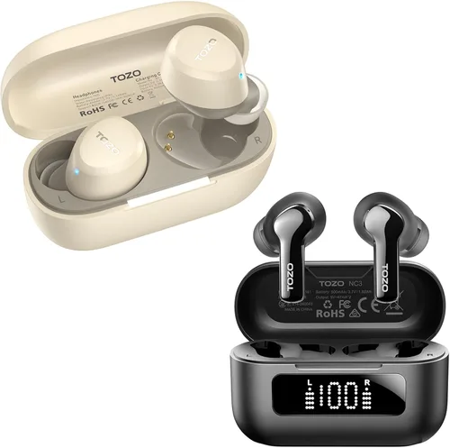 TOZO Auriculares inalámbricos A1 Bluetooth 5.3 peso ligero en el oído NC3 híbrido activa cancelación de ruido auriculares inalámbricos