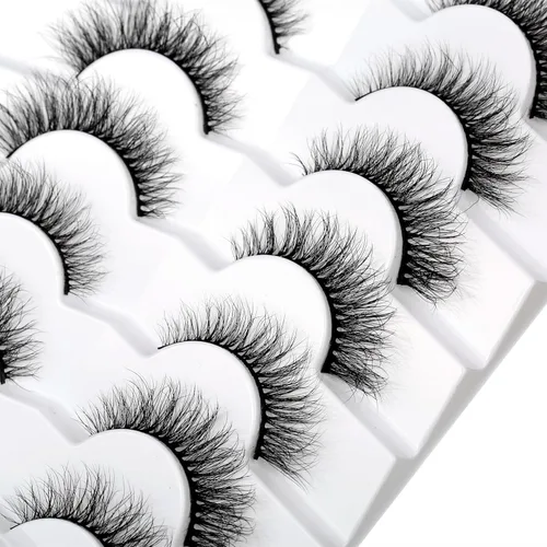 Miniatura 245 de Pooplunch - Pestañas postizas finas de visón sintético, estilo ojo de gato, naturales, cruzadas, tipo racimo, efecto 8D de volumen, tiras