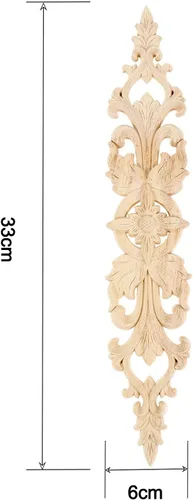 Miniatura 2 de MUXSAM 1 apliques largos tallados en madera para muebles, calcomanías de tallado de madera sin pintar para pared, armario, espejo, repisa, puerta, 1