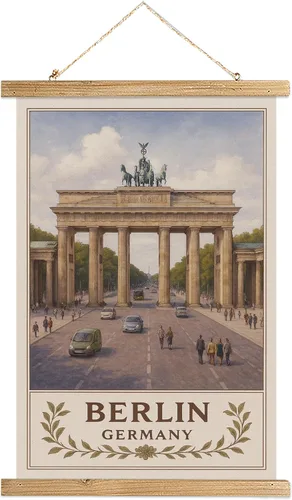 Miniatura 22 de Buenos Aires Argentina - Póster artístico de pared, impresión vintage de viaje con monumento a Obelisco, rollo colgante de lienzo de lino con marco