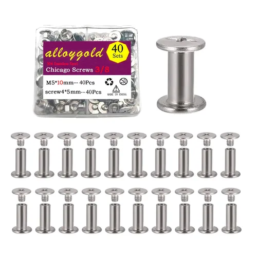 Miniatura 30 de 50 Juegos M5*6 Negro Pistola Kit de Tornillos Chicago Remaches de Cuero Tornillos Remaches Chicago Botones de Tornillos DIY Acabado de Cuero
