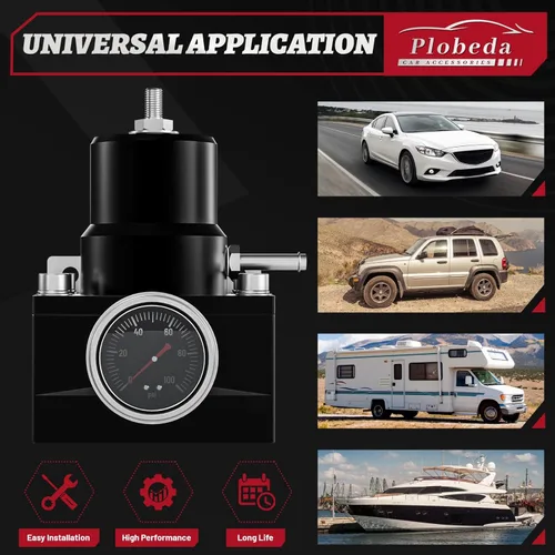 Miniatura 7 de Kit regulador de presión de combustible EFI con retorno de derivación 0-100 psi, medidor de presión AN6-6AN, conectores de manguera de línea