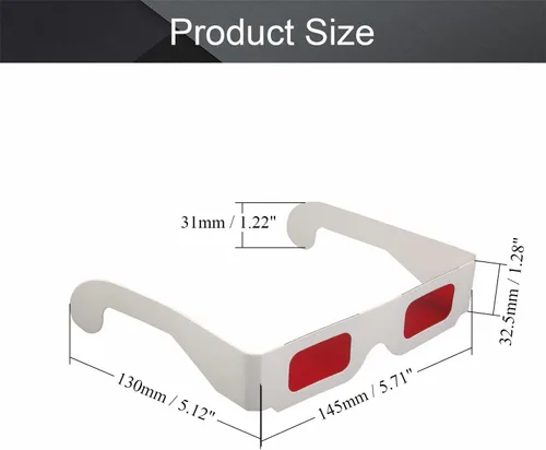 Miniatura 2 de Heyiarbeit 20 piezas de gafas 3D rojo-rojo marco de cartón lente de resina blanca juego de película 3D estilo de actualización adicional
