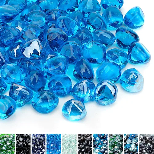 Skyflame Diamantes de vidrio de fuego de 10 libras para paisajismo de chimeneas de hoguera, diamantes de fuego de vidrio reflectante de 1/2 pulgada,