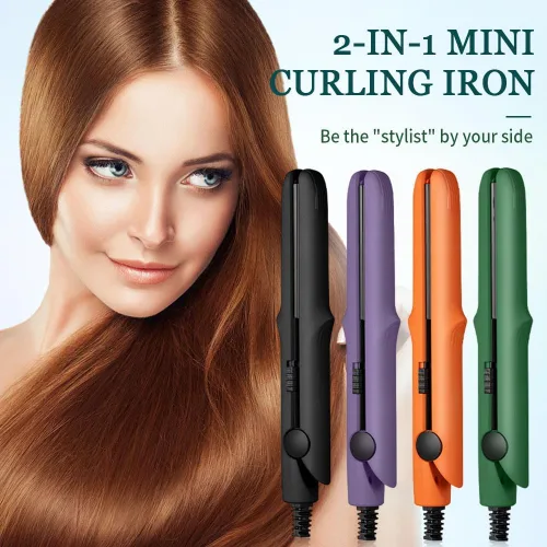 Miniatura 2 de Nueva varita rizadora y plancha plana 2026, mini rizador 2 en 1 para cabello corto, rizador de doble propósito, rizador portátil de viaje para todo