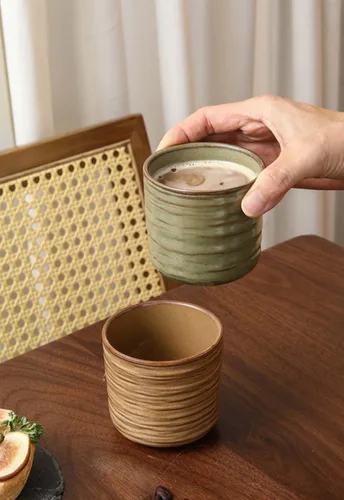 Miniatura 5 de Tazas de té japonesas de cerámica retro, tazas de café y tazas de agua, adecuadas para restaurantes, hogares y oficinas, azul.