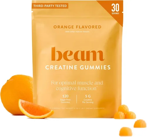 BEAM Gomitas de creatina: gomitas de monohidrato de creatina con 0.18 onzas de creatina, sin azúcar, fuerza muscular y apoyo para la recuperación