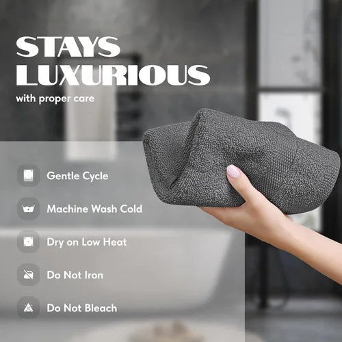 Miniatura 6 de White Classic Wealuxe - Paquete de 12 toallas de mano grises para baño, toallas de mano de algodón a granel para gimnasio, spa y salón, suaves