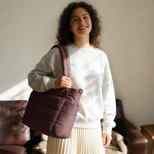 Miniatura 2 de Bolso de mano acolchado para mujer, bolso grande de enfermera, bolso de hombro con cremallera para trabajo y viajes