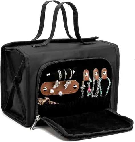 Miniatura 10 de ROYALFAIR Bolsa de maquillaje enrollable, bolsa de aseo impermeable para mujer, organizador de viaje colgante con compartimento organizador de Azul