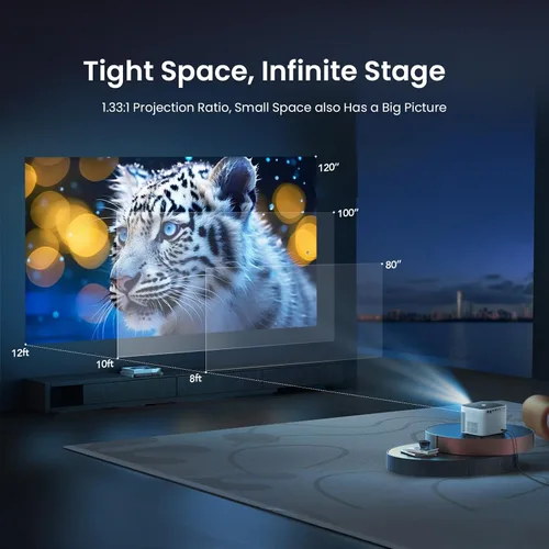 Miniatura 5 de [Enfoque automático y soporte Keystone/4K] Proyector inteligente YABER U11 con aplicaciones integradas y Wi-Fi 6, altavoces estéreo duales
