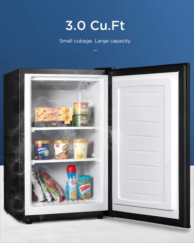 Miniatura 2 de Mini congelador vertical para congelador pequeño compacto (negro, 3.0 pies cúbicos)
