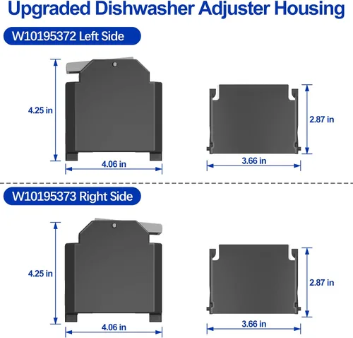 Miniatura 4 de Ajustador de rejilla para lavavajillas W10195372 W10195373 - Carcasa izquierda derecha para Whirlpool Lavavajillas Top Rack Parts, WDT750SAHZ0