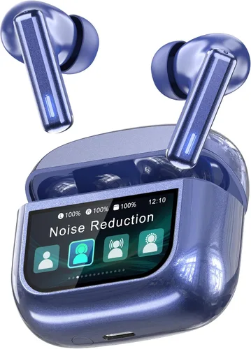 ZIUTY Auriculares inalámbricos Bluetooth, auriculares con pantalla táctil, modo de transparencia con cancelación de ruido ANC ENC, graves profundos