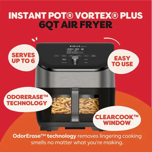 Miniatura 2 de Instant Pot Vortex Plus - Freidora de aire de 6 cuartos con tecnología de borrado de olor, funciones 6 en 1 que crujen, asan, asan, deshidratan