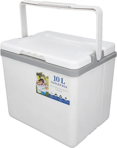 Miniatura 10 de Enfriador portátil aislado, enfriador duro pequeño de 10 litros con asa, a prueba de fugas, lonchera aislada al aire libre para picnic, campamento