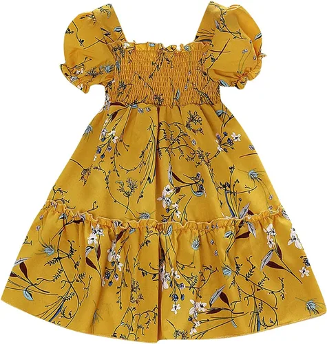 Vestidos de otoño para niñas pequeñas, vestidos de niña de flores, ropa de niña de 8 años, vestido fruncido para niña, vestido de playa para niñas
