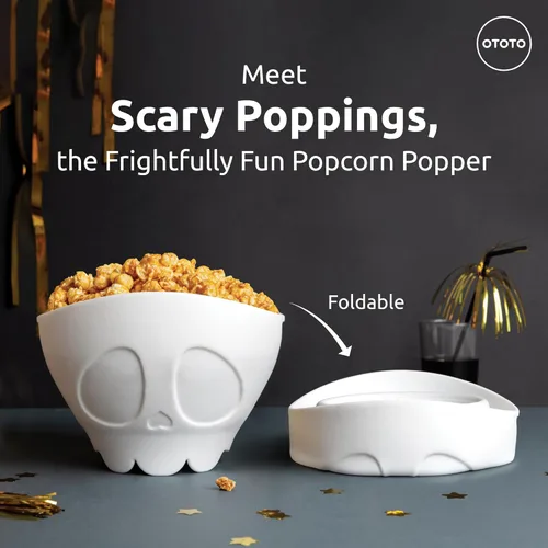 Miniatura 2 de OTOTO Nuevo Scary Poppings Palomitero para Microondas - Palomitero Gótico para Microondas, Palomitas de Silicona para Microondas, Cuencos Plegables