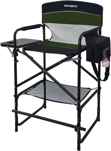 Miniatura 11 de Silla de director plegable alta de 30.7 pulgadas de altura del asiento, taburete de bar plegable para artista de maquillaje, pintura facial con mesa