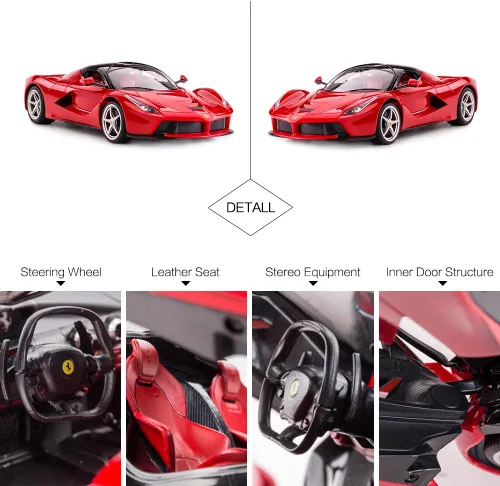 Miniatura 6 de RASTAR Auto RC Auto de juguete modelo Ferrari LaFerrari a escala 1/14, control remoto por radio, auto de carreras R/C para niños y niños, rojo