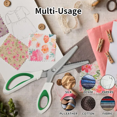 Miniatura 4 de Fri4Free Tijeras Dentadas, 9 pulgadas, Tijeras de Manualidades en Zigzag con Borde Decorativo, Tijeras Dentadas para Corte de Tela, Costura