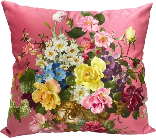 Miniatura 39 de Funda de cojín floral ligera de lujo, 18 x 18 pulgadas, pintura al óleo retro victoriana de doble cara, fondo negro, flor vibrante, funda de cojín