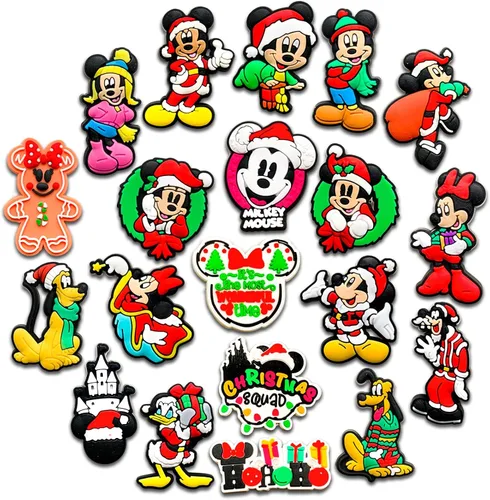 20 dijes de zapatos de dibujos animados de Navidad para croc zuecos, sandalias, pulseras, decoración, lindos dijes de cocodrilo de dibujos animados
