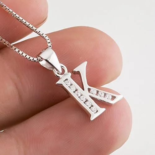 Miniatura 2 de Dijes personalizados para collar colgante con las 26 letras del alfabeto circonita cúbica plata esterlina S925