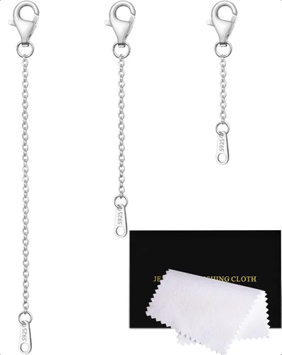 Miniatura 34 de Extensores de cadena dorada para collares, extensiones de pulsera de plata de ley, extensor de collar dorado para mujer, juego de 3 piezas, 1, 2, 3