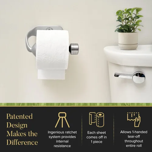 Miniatura 9 de Soporte de papel higiénico para baño, diseño de montaje en pared, soporte de papel higiénico de acero inoxidable con operación simple con una sola