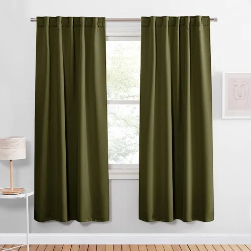 Miniatura 10 de PONY DANCE Cortinas cortas con aislamiento térmico para ventana pequeña, para guardería, baño, cocina, lavandería, caravana, sótano, 29 pulgadas