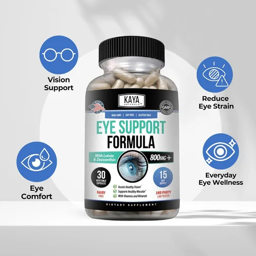 Miniatura 4 de Kaya Naturals Suplemento de salud ocular, luteína y zeaxantina, salud de la visión, apoyo a la fatiga ocular 800 mg Suplemento vitamínico 30 cápsulas