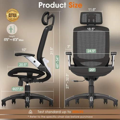 Miniatura 2 de GABRYLLY Silla de Oficina Ergonómica, Silla de Escritorio de Respaldo Alto para el Hogar con Reposacabezas, Brazos Abatibles, Bloqueo de Inclinación