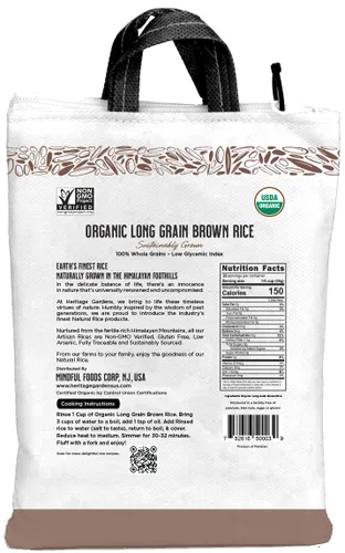 Miniatura 2 de Earth's Promise - Arroz integral orgánico de grano largo de 80 onzas (paquete de 4) - Orgánico, sin OMG, bajo índice glucémico, sin gluten, sin