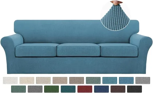 Miniatura 74 de Turquoize 2 fundas para sillas de sala de estar, funda de sofá con fundas de cojín individuales, funda de muebles para sillas (silla, beige biscotti)