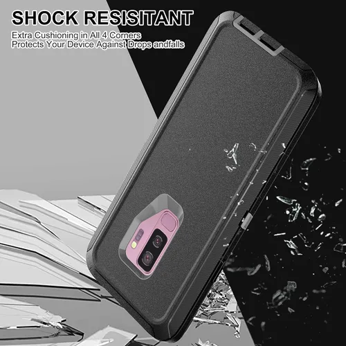 Miniatura 5 de Funda para Galaxy S9 Plus con protector de pantalla de TPU autorreparable [2 unidades], protección resistente 3 en 1 para Samsung S9 Plus Negro/Gris