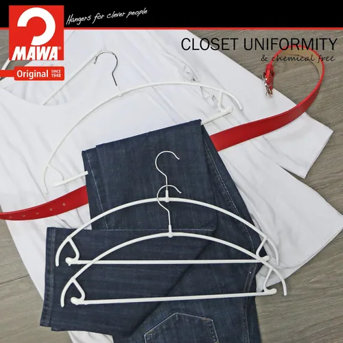 Miniatura 4 de Mawa by Reston Lloyd Euro Ultra Light/Thin Series, Percha antideslizante que ahorra espacio con barra y gancho para pantalones y faldas