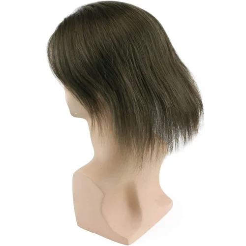 Miniatura 5 de Voloria Tupé de cabello humano virgen europeo para hombres con encaje suizo transparente de 10 x 8 pulgadas, extensiones rectas para hombres #6