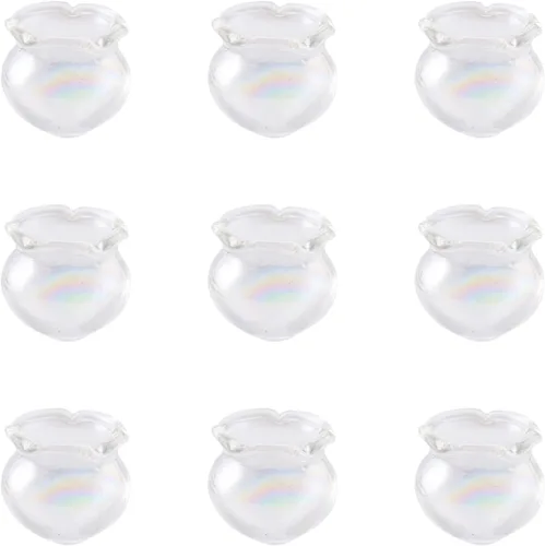 Miniatura 10 de FASHEWELRY 10 piezas Tapas de Flores de Vidrio Hechas a Mano Cuentas Florales de Cristal Transparentes en Forma de Trompeta Espaciadores de Flores a