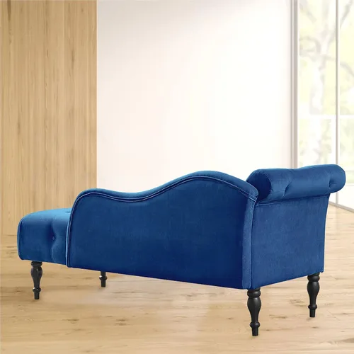Miniatura 7 de Holaki Tumbona de terciopelo, tumbona decorativa para interiores con almohada, sillón con botón copetudo con brazo derecho con ribete de cabeza