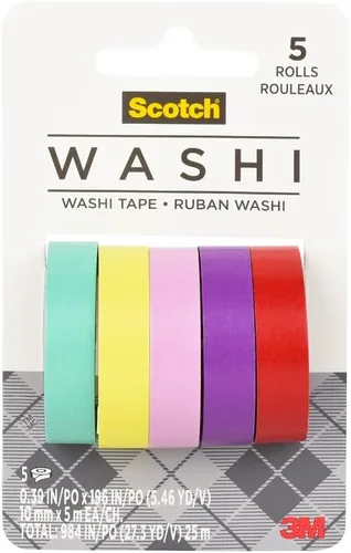 Scotch Cinta washi, diseño tropical, 5 rollos, ideal para diario de viñetas, álbumes de recortes y decoración de bricolaje (C1017-5-P2)